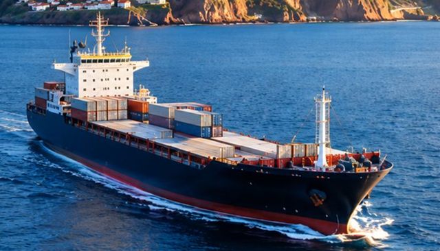 Container ship underway